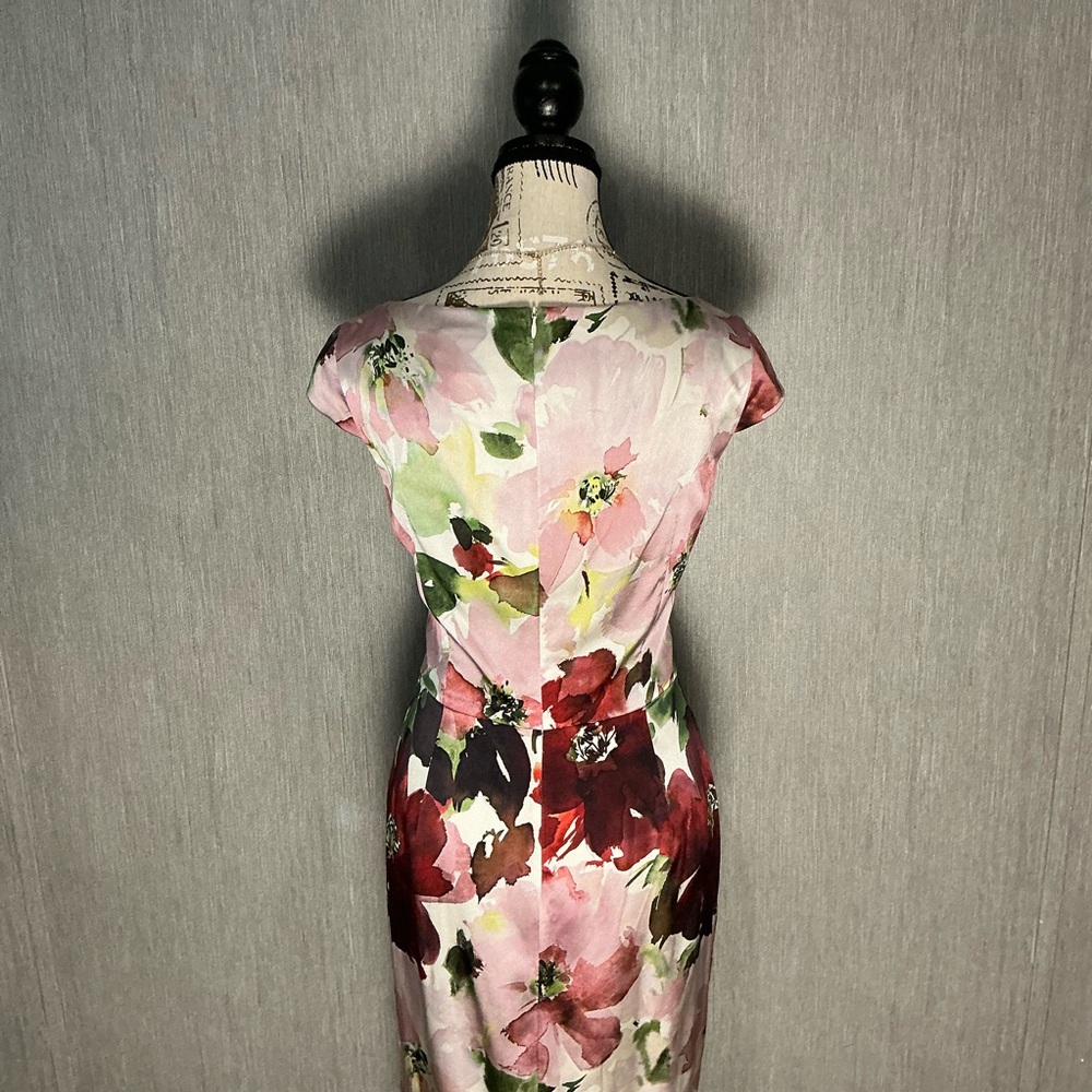 St. John Floral Midi Dress in Pink and Green Size 6 - Picture 7 of 11